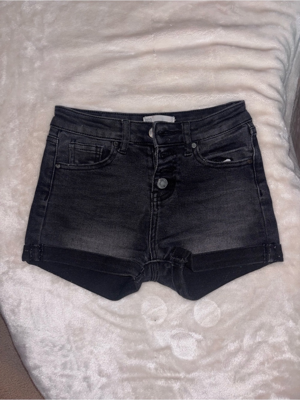 SO Black Faded High-Rise Jean Shorts